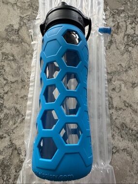 Blue Glass Water Bottle with Protective Silicone Sleeve - Lifefactory